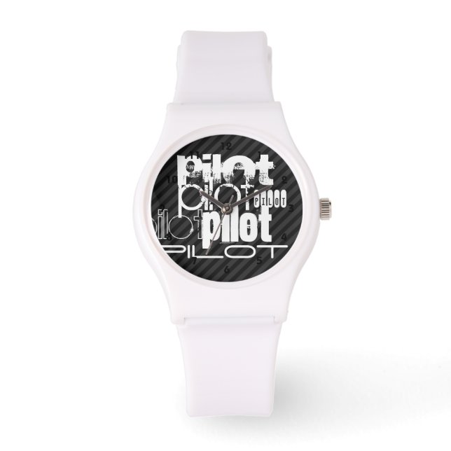 Pilot; schwarz-dunkelgraue Streifen Armbanduhr (Vorderseite)