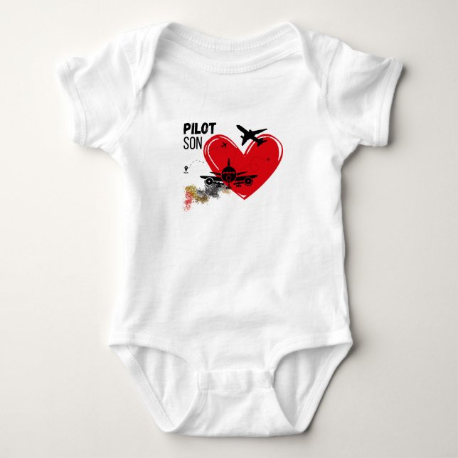 "PILOT SON - Stolz Son Bereit zum T - Shirt" Baby Strampler (Vorderseite)