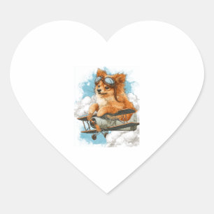 Pilot-Spitz � Flug-Ace-Hund Herz-Aufkleber