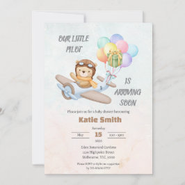 Pilot Teddy Bear Baby Shower Invitation Einladung