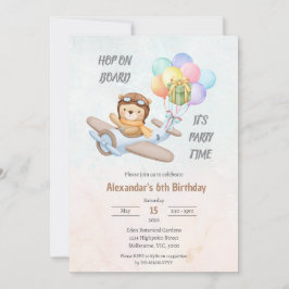 Pilot Teddy Bear Birthday Invitation Einladung