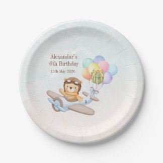 Pilot Teddy Bear Birthday Plates Pappteller