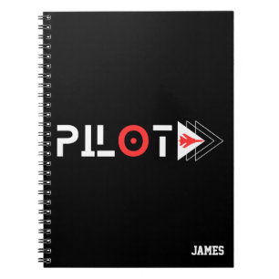 Pilot-Typografie & Düsenflugzeug, Minimalistisch, Notizblock