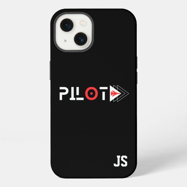 Pilot-Typografie & Düsenflugzeug,Monogramm,Einfach iPhone Hülle (Rückseite)