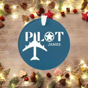 Pilot Typografie & Militärflugzeug, Minimalistisch Ornament