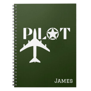 Pilot Typografie und Flugzeug,Minimalistisch,perso Notizblock