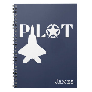 Pilot Typografie und Flugzeug,Minimalistisch,perso Notizblock