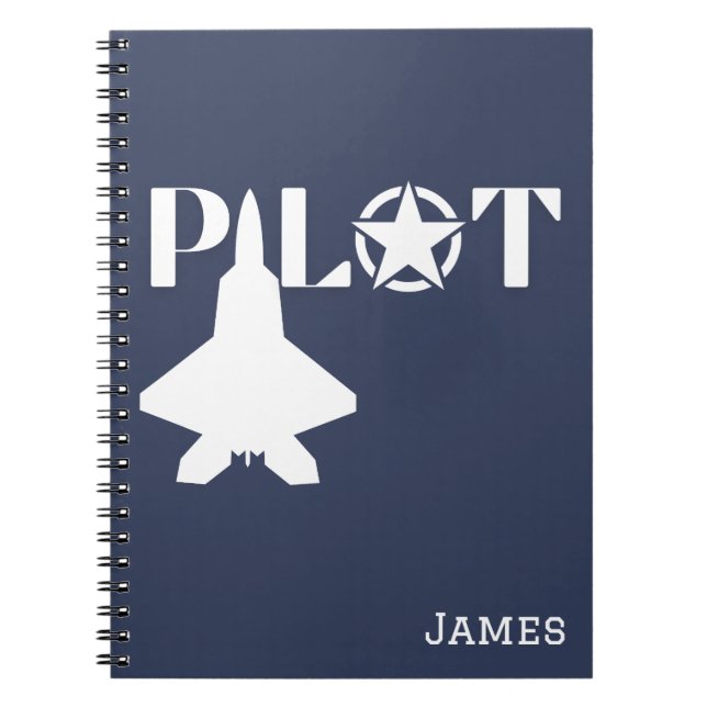 Pilot Typografie und Flugzeug,Minimalistisch,perso Notizblock (Vorderseite)