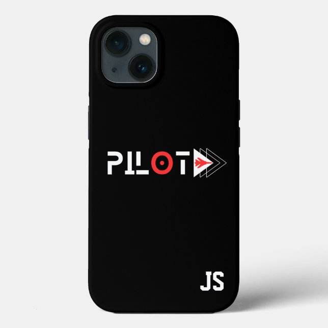 Pilot Typografie und Jet-Flugzeug, Mit Monogramm,  Case-Mate iPhone Hülle (Rückseite)