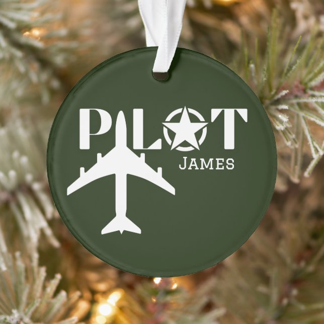 Pilot-Typografie und Militärflugzeug, Minimalistis Ornament (Baum)