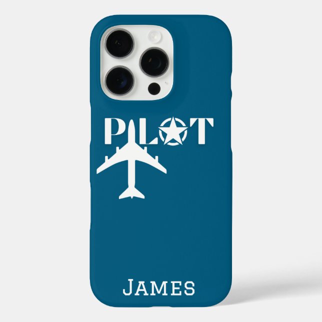 Pilot Typografie und Minimalistisches Flugzeug iPhone 16 Pro Hülle (Rückseite)