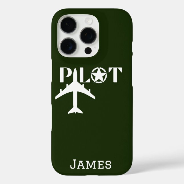 Pilot Typografie und Minimalistisches Flugzeug iPhone 16 Pro Hülle (Rückseite)