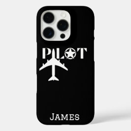 Pilot Typografie und Minimalistisches Flugzeug iPhone 16 Pro Hülle