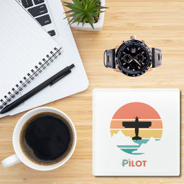 Pilot-Typografie, Vintager Retro, einfaches Flugze Glasuntersetzer