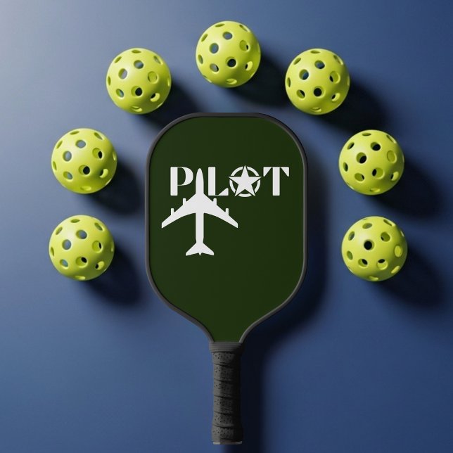 Pilot Typography & Airplane Minimalist Personalize Pickleball Schläger (Von Creator hochgeladen)