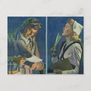 Pilot und Krankenschwester des Zweiten Weltkriegs  Postkarte