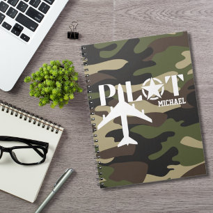 Pilot- und Militärflugzeug, Camouflage, Minimalist Notizblock