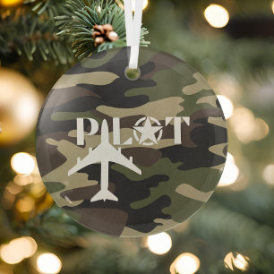 Pilot- und Militärflugzeug, Tarnung, Minimalistisc Ornament Aus Glas