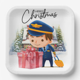 Pilot Uniform mit Weihnachtsthema Pappteller