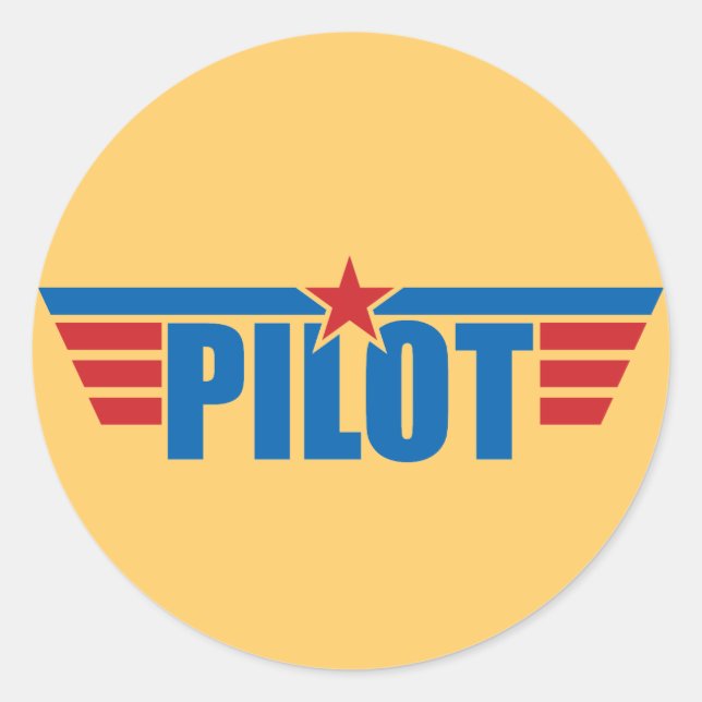 Pilot Wings Abzeichen - Luftfahrt Runder Aufkleber (Vorderseite)