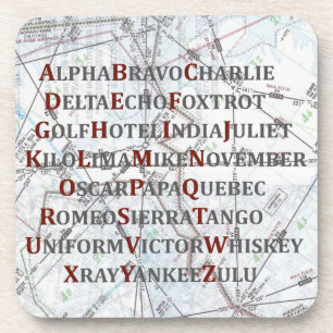Pilot Zuhause Gift, Aviation Alphabet Map Unterset Getränkeuntersetzer