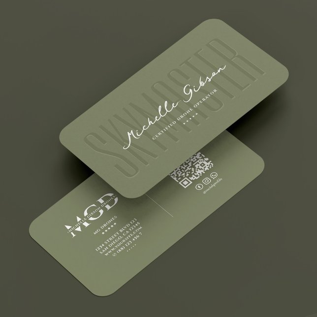 Pilotakteur von UAV Drone Elegance Sage Modern Visitenkarte (UAV Drone Pilot Operator Elegant Sage Modern Business Card
)