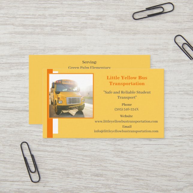 Pilote de bus privé Carte de visite de bus scolair (Devant/Arrière en situation)