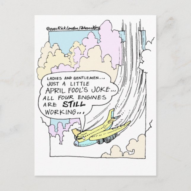 Piloten April Narren Cartoon Funny Gifts & T-Shirt Postkarte (Vorderseite)