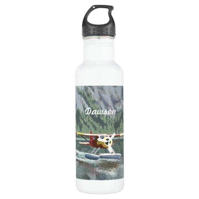 Piloten Bush Flugzeug Fanatic Edelstahlflasche (Vorderseite)