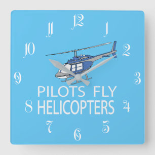 Piloten fliegen Hubschrauber Quadratische Wanduhr