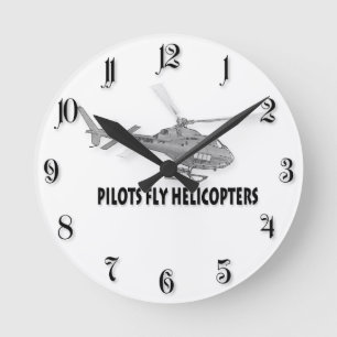 Piloten fliegen Hubschrauber Runde Wanduhr