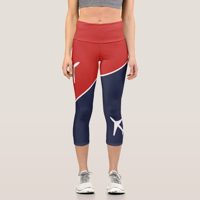 Piloten für Funky White Flugzeug Capri Leggings (Vorderseite)