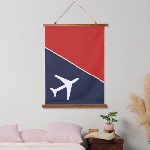 Piloten für Funky White Flugzeug Wandteppich Mit Holzrahmen