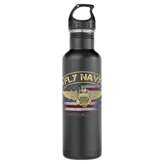 Piloten für klassische Marineoffiziere von Fly Nav Edelstahlflasche (Vorderseite)
