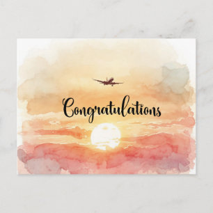 Piloten gratulieren Flugzeug am Himmel Postkarte