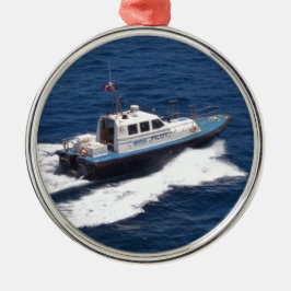 Pilotenboot mit Geschwindigkeit Silbernes Ornament