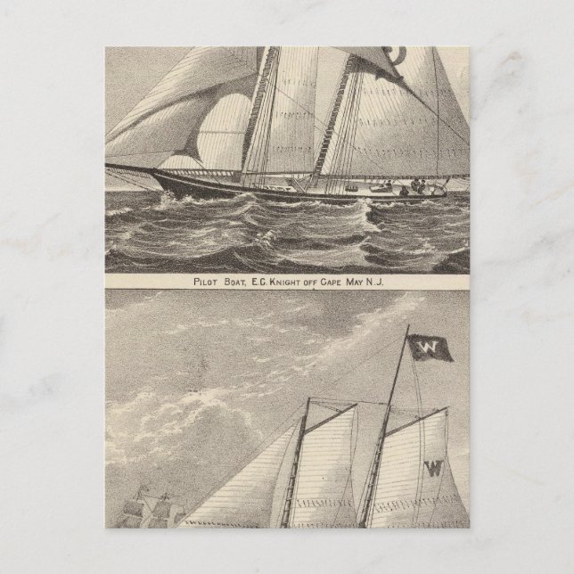 Pilotenboote EG Knight und Whilldin Postkarte (Vorderseite)