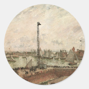 Pilotensteg, Le Havre, Neblig von Camille Pissarro Runder Aufkleber