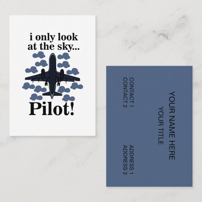 Pilotflugzeug, das ich nur auf Sky Pilot schaue Visitenkarte (Vorne/Hinten)