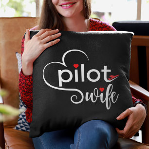 Pilotfrau-Typografie & Flugzeug einfach, minimalis Kissen