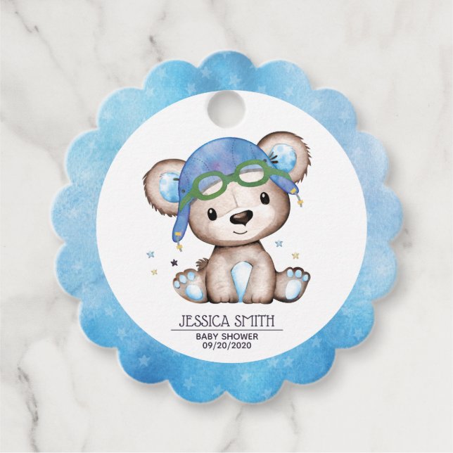 Pilotin für Wasserfarbe Teddy Bear Geschenkanhänger (Vorderseite)