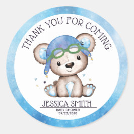 Pilotin für Wasserfarbe Teddy Bear Runder Aufkleber