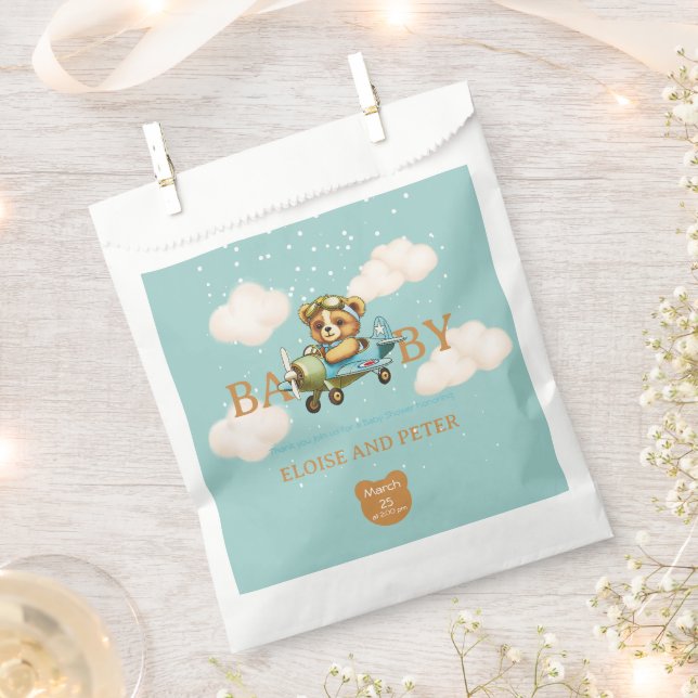 Pilotin für Whimsikflugzeuge Teddy Bear Baby Dusch Geschenktütchen (Ausgeschnitten)