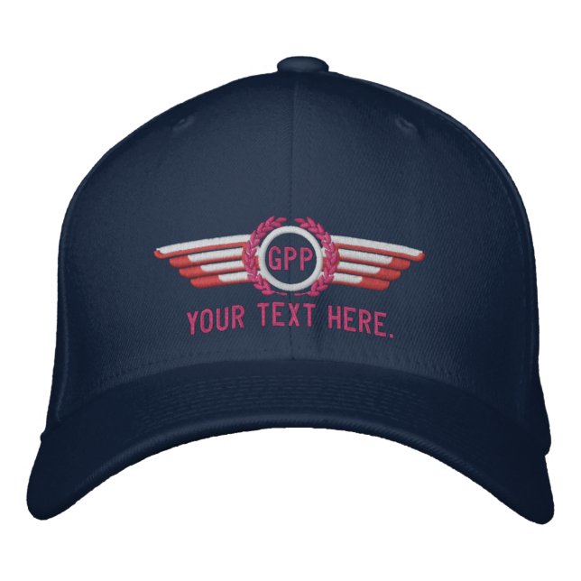 Pilotlöcher für personalisierte Monogramm-Fluglaut Bestickte Kappe (Vorderseite)