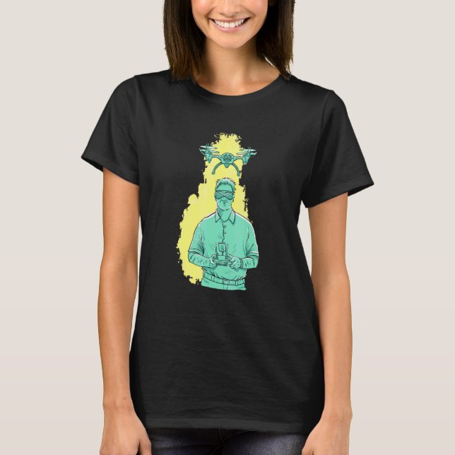 Pilotprogramm für Drohnenautoren mit Drossel T-Shirt (Vorderseite)