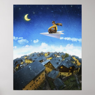 Pilotprogramm für Flugzeug auf Papier - Plakat