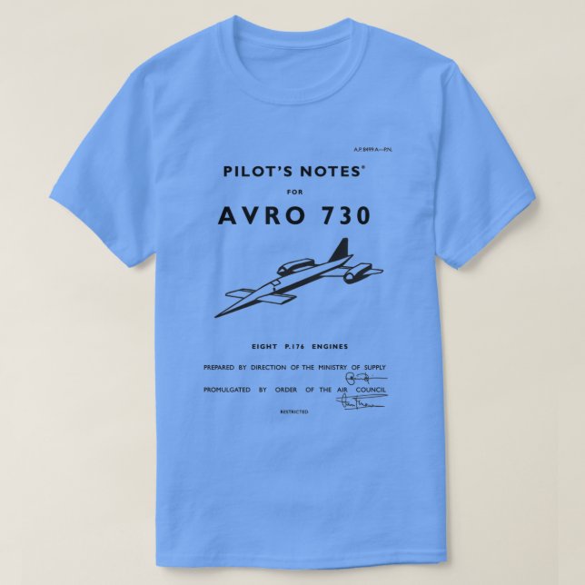 Pilots Notes for Avro  T-Shirt (Design vorne)