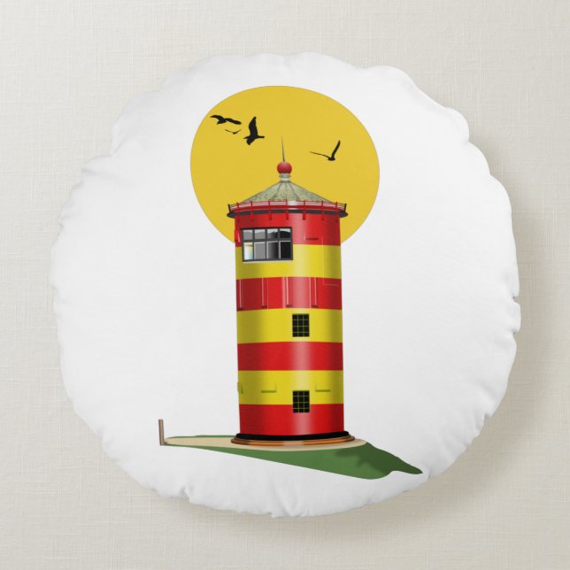 Pilsum Lighthouse Deutschland Rundes Kissen (Vorderseite)
