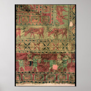 Pilteppich mit Pferden und Fahrern Poster