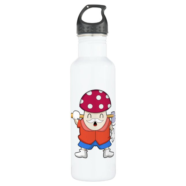 Pilz als Bauer mit Ax Edelstahlflasche (Vorderseite)